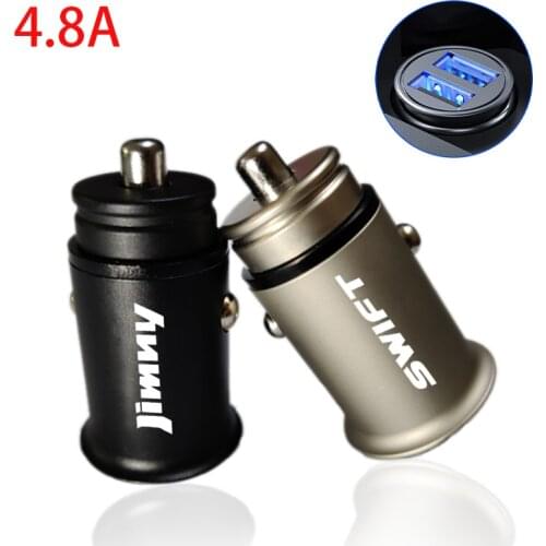 4.8A Metal Dual USB Phone Charger Car Charger Mobile Phone Adapter For Suzuki JIMNY JA11 JB31 JB33 JB43 JB23 car Accessories