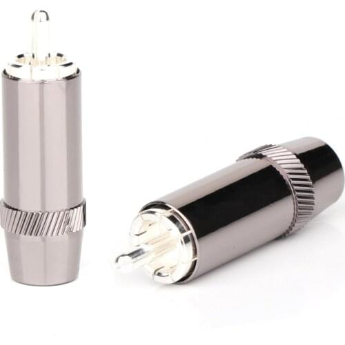 4pcs Hifi audio brass plug Silver Plated Audio RCA Plug 8mm Cable Silver Connector HI-end