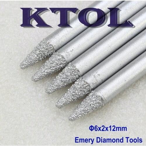 6*2*12mm 20 Degree CNC Milling Cutter Diamond Tools for Stone Marble 3D Carving V Shape Taper Ball End Mill CNC Engraving Bit