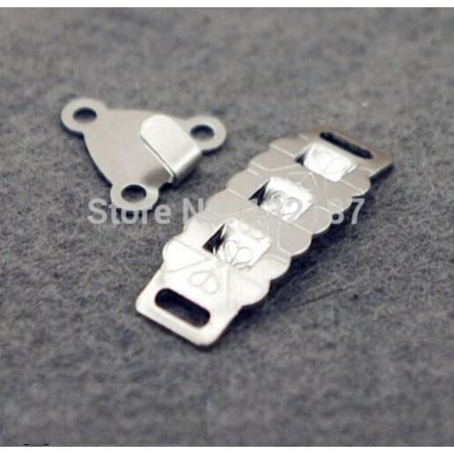 80pairs/lot metal brass hook and eye adjustable hook / eye for pants bra skirts silver nickle color free shipping HE-011