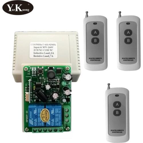 AC 220V 2 CH Gang Relay Remote Control Switch 110V 120V 230V 240V 85V-260V Relay Dry Contact Wireless Remote ON OFF Switch433315