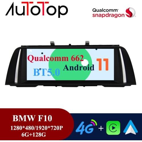 AUTOTOP 6G+128G Android 11 Car Radio Stereo Multimedia Player GPS Navigation for BMW 5 Series F10 F11 2010-2016 CIC NBT Monitor