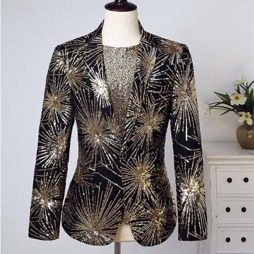 Personality Sequins Blazer Rock Singer Performance Jacket Plus Size Photo Studio Suit for Men