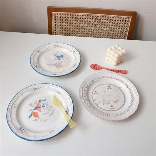 CuteLife Nordic White Animal Ceramic Dish Plate Breakfast Cake Sushi Dessert Toast Plate Wedding Restaurant Cute Plate Dishware