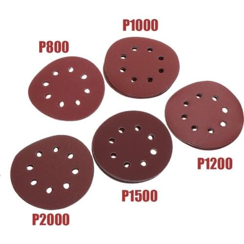 25pcs 125mm Sandpaper Disk Sand Sheets 8 Hole 800-2000Grits Mixed Grits Hook Loop Abrasive Tool Grinder Sanding Disc Polish