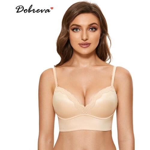 DOBREVA Womens Push Up Bra Lightly Padded Wire Free Bralette Soft Underwire Soutien Gorge