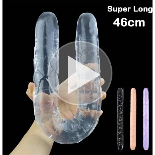 Double head Dildo Long Jelly Realistic Dildo Double Ended Dildo Flexible Big Penis for Women Masturbator Sex Toys for Lesbian