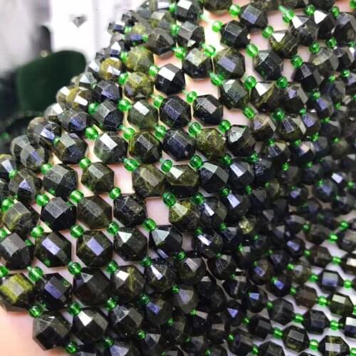 Icnway 38cm Natural Green Tourmaline 7x8mm Round Faceted Lantern Beads Diy Jewelry Accessorie Necklace Bracelet Earrings