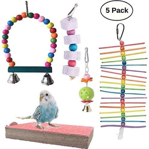 Parrot Bite Toys Toy Bird A Parrot Toy Swing Bell String Frosted Standing Board Bite String 5Set