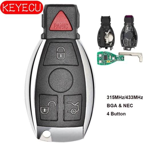 Keyecu Smart Key 4 Buttons 315MHz 433MHz for Mercedes Benz Auto Remote Key Support NEC And BGA 2000+ Year