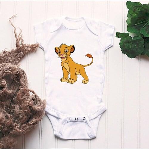 Summer Fashion Disney Lion King Simba Graphic Infant Jumpsuits Tops Base O-neck Baby Romper Funny Newborn Bodysuit Dropship