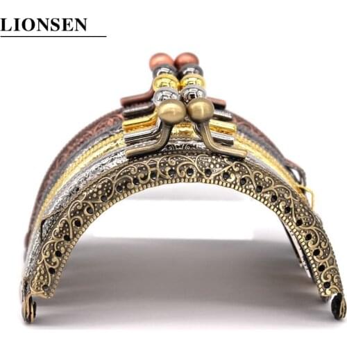 Lionsen 10pcs 8.5cm Ball head Mixed 5 color Embossing Metal purse frame Kiss clasp clutch DIY handbag accessory