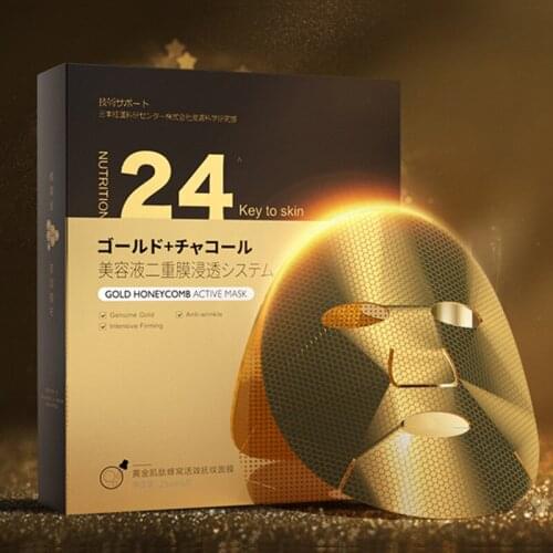 5Pcs Face Mask Moisturizing Lifting Firming Deep Hydrating Anti-Wrinkle Anti-Aging Dilute Pores Gold Nicotinamide Skin Care 25ml