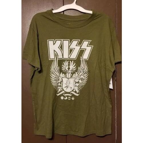 KISS Mens Graphic Band Tee T-Shirt Factory Distressed Neckline Sizes-LXLXXL