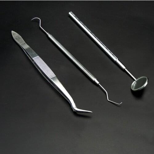 3pcs New Dental Instruments Kit Stainless Steel Mouth Mirror Probe Scaler Set Dental Examination Tooth Clean Oral Care Hygiene