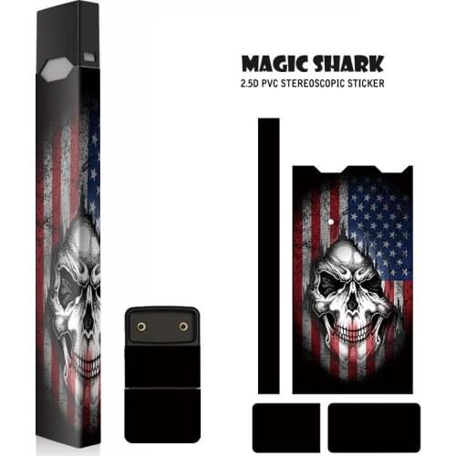 2019 High Quality USA Flag Skull Bumpy Sticker PVC for Juul Skin Sticker for Juul E Electronic Cigarette