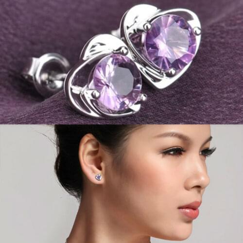New Arrival Fashion Heart Shaped Crystal Stud Earrings Earrings Jewelry