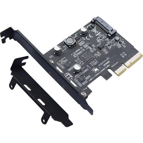 PCI-E 4X to USB 3.1 Adapter PCI Express Type C Gen 2 (10 Gbps) 2-Port Expansion Card with Asmedia ASM3142 For Windows/Linux