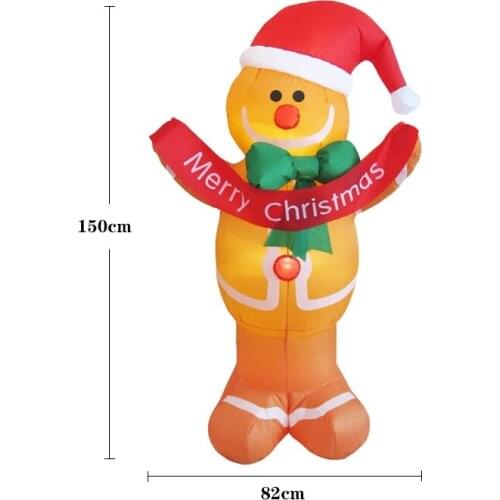 Christmas Gingerbread Man Inflatable LED Glowing Mascot Doll Party Holiday DIY Props Xmas New Year Lantern Store Yard Art Decor