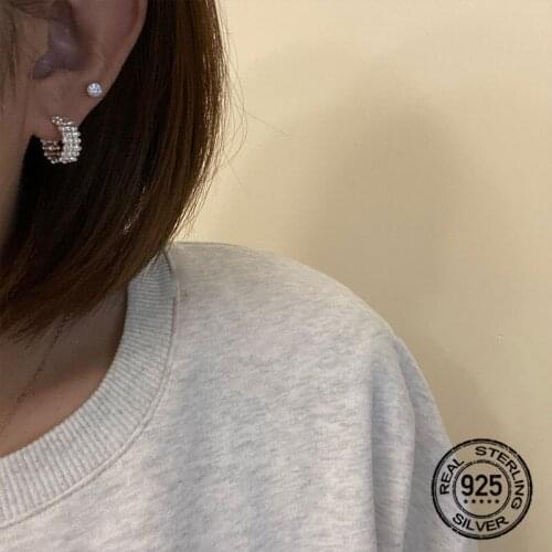 Hoop Earrings Braided C-shaped For Women S925 Silver Simple Korean Fashion Hypoallergenic Jewelry Accessories Wholesale INEFFA