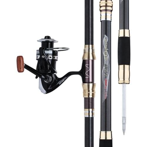 2.1M-4.5M Telescopic Wedkarstwo Olta Distant Throwing Stick Carbon Fiber Fishing Rod Spinning Stick Boat Raft Rod with Reel