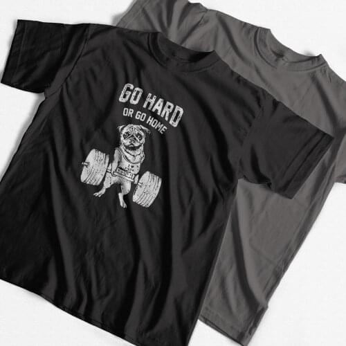 COOLMIND PU0117A 100% cotton casual short sleeve go home or go hard pug printed men T shirt summer o-neck tshirt cool t-shirt