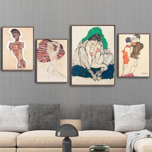 Home Decoration Print Canvas Wall Art Picture Poster Paintings Oil Unframed Drawings Austrian Egon Schiele THe man