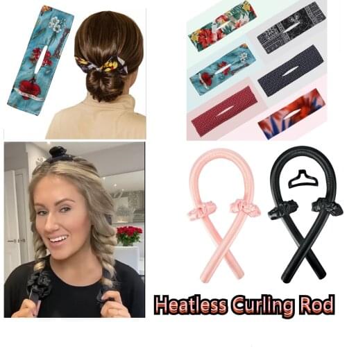 Women Knotted Deft Bun Print Hair Bands Rope Headband Summer Hairpin Braider Makers Heatless Curling Rod Lazy Curler Set