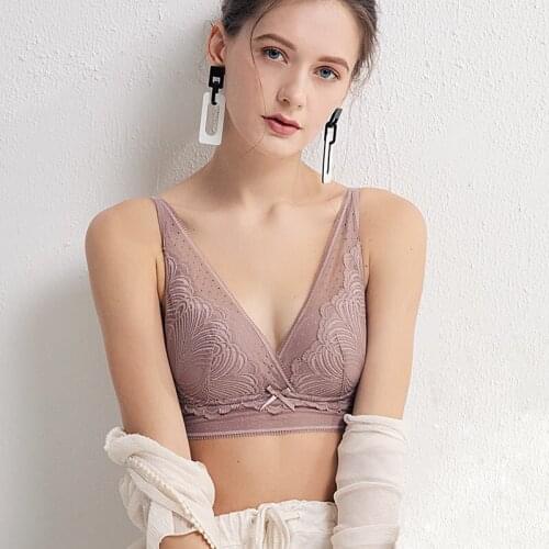 Womens 100% Real Silk Lining with outside lace fabric everyday Comfortable Wireless Bra Bralette 2026