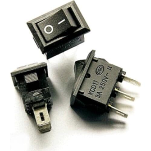10pcs Power Switch 3 Pin AC 3A 250V 10*15mm Black Button Switch ON OFF 10X15MM Mini Rocker Switch