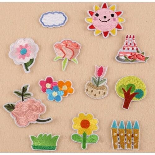 New arrival 10 pcs grass little flowers embroidered patches iron on Motif Applique clothing bag hat shoe decor repair accessory