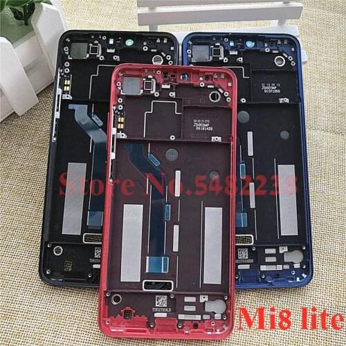 100% Original LCD Front Frame For Xiaomi 8 Lite Mi8 M8 lite Middle Frame With Power Volume Side Buttons Replacement parts