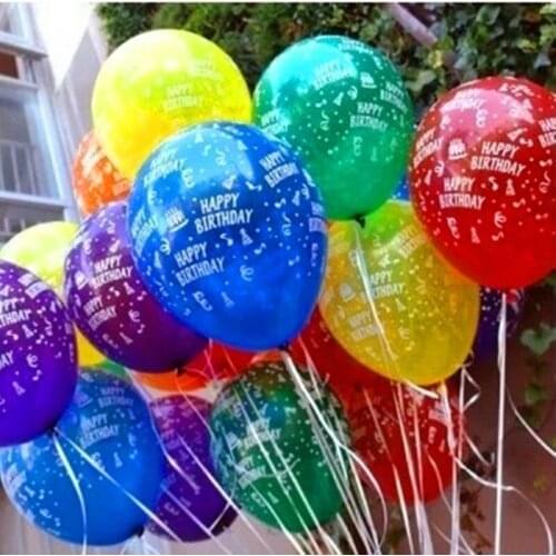 100pcs Happy Birthday Balloon 12 Inch Latex Balloons Birthday Party Decoration Kids Randomly Mix Color