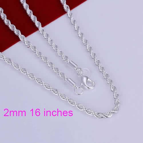 2016 Hot sale 2mm 16"18" 20" 22" 24" Chains,silver plated necklace Shining Twisted Line 2mm 22 inch 925-sterling-silver Necklace