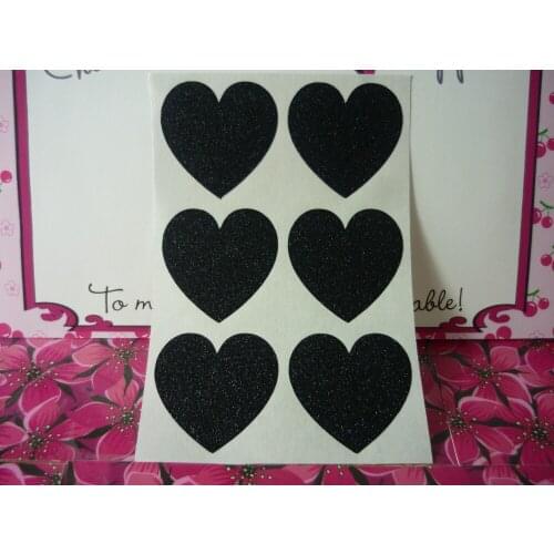 3.8cm Black Glitter Black Heart Stickers