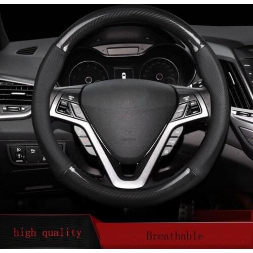 38CM Universal Car Steering Wheel Cover Interior Decor Carbon Fiber Leather Car Styling Auto Accessories