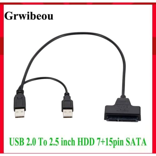 Grwibeou Usb To Sata USB 2.0 To 2.5inch HDD 7+15pin SATA Hard Drive Cable Adapter for SATA SSD & HDD adapter usb2.0 power supply