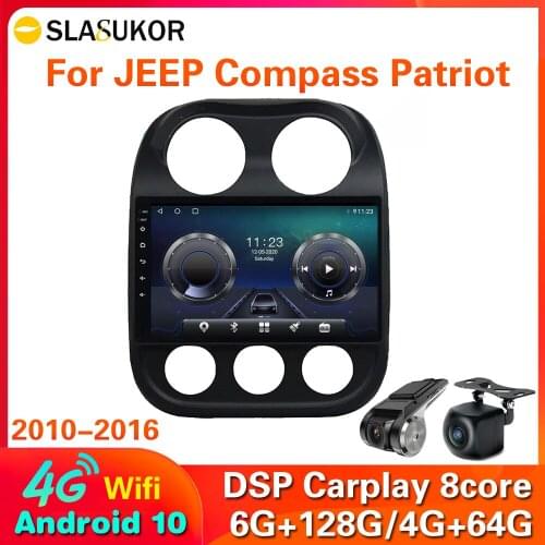 6G +128G LTE Wifi Android 10.0 Car Radio For JEEP Compass Patriot 2010-2016 Stereo 2 Din Player Multimedia Video GPS Navigation