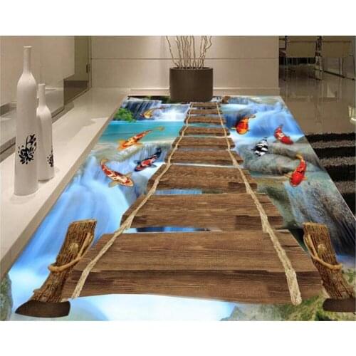 Beibehang Custom Advanced Size Waterproof PVC Wallpaper Fish Bathroom Bedroom 3D Flooring papel de parede 3d papier peint behang