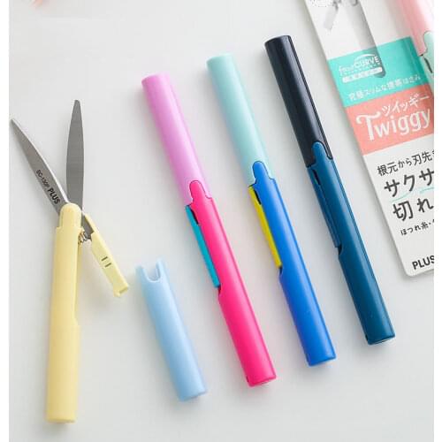 Plus Fitcut Curve Twiggy Scissor Multi Color Safe Portable Pair Folding Scissors Cutter for Paper Diary Office School A6572