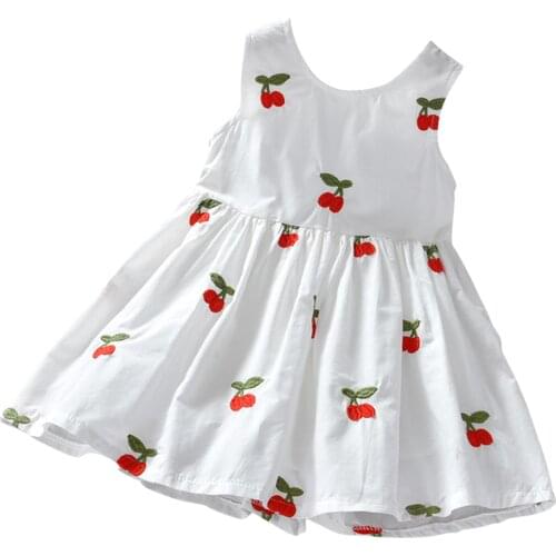 Children Kids Girl Summer Sleeveless Dress Sweet Embroidery O Neck A-line Princess Infant Toddler Baby Party Dresses 18M-7T