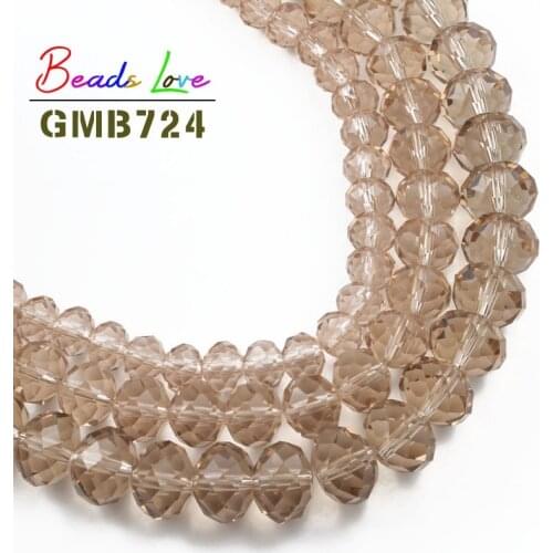 Faceted Champagne Austria Crystal Glass Beads 4 6 8 10 12 MM Round Loose Spacer Beads Diy Bracelet Necklace For Jewelry Making