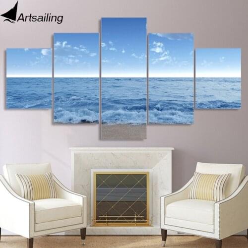 HD print 5 piece canvas painting sea level seascape waves posters wall pictures for living room free shipping XA-2131A