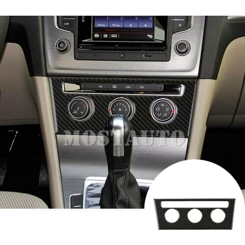 For Volkswagen Golf 7 MK7 Carbon Fiber Console Air Condition Button Trim Cover 2013-2018 1pcs Car Accessories Interior Car Decor