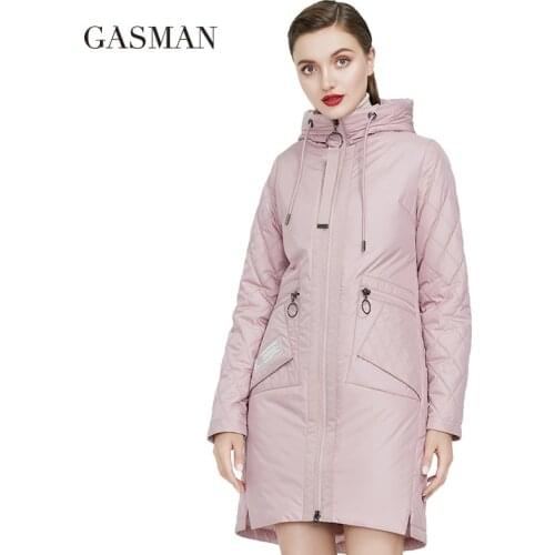 GASMAN 2020 Hooded solid long-sleeve parka Womens down jackets zipper pocket warm coats Female autumn fashion long jacket coat