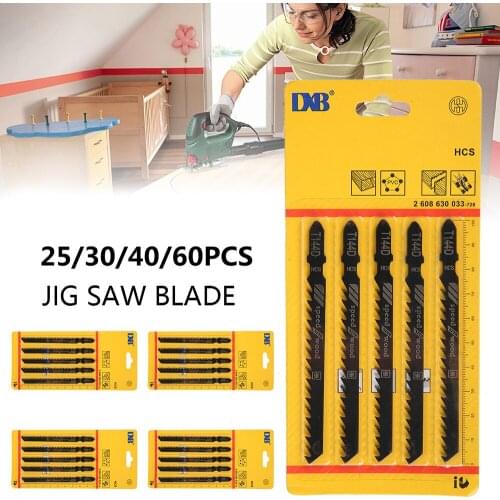 25/30/40/60PCS Reciprocating Saw Blades T-shank Jigsaw Blade Curve Cutting JigSaw Blade Set Metal Wood Assorted Blades Wood Tool