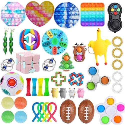 Hot Push Kit Bubble Fidget Toys Pack Adults Stress Relief Toy Set Children Sensory Soft Squishy Anti Stress Figet Toys Kids Gift