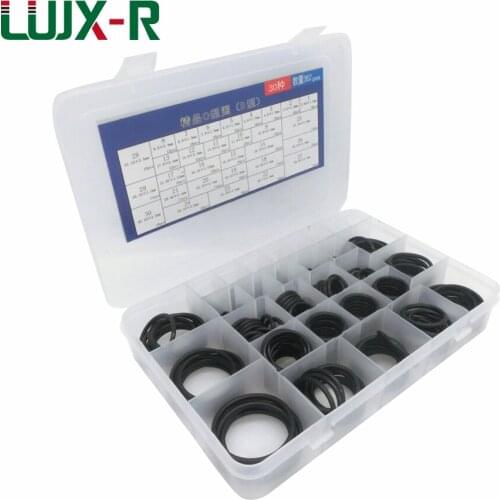 LUJX-R 362pcs O Ring Seal Kit Oil Proof Rubber Nitrile O Type Seals Washer Assort Kit NBR Gasket Assortment 30Size with Boxes