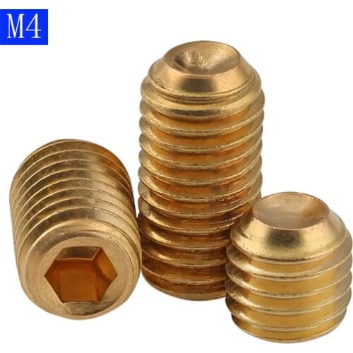 M4 x 0.7 ( 4mm ) Solid Brass Grub Screw Cup Point Hex Socket Set Screws DIN 916 bolts