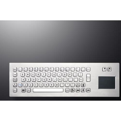 Brushed Stainless Steel Panel Mount Kiosk Rugged Industrial Metal Keyboard With Touchpad